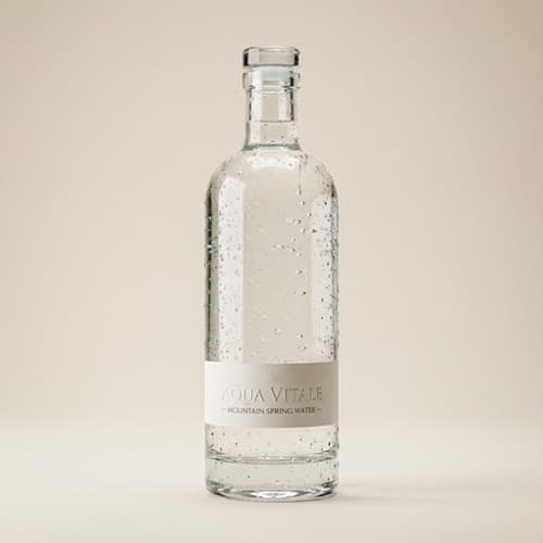 Clear glass water bottle